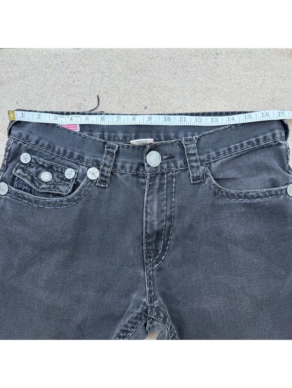 True Religion Jeans Men Waist 34 Black Distressed Casual
